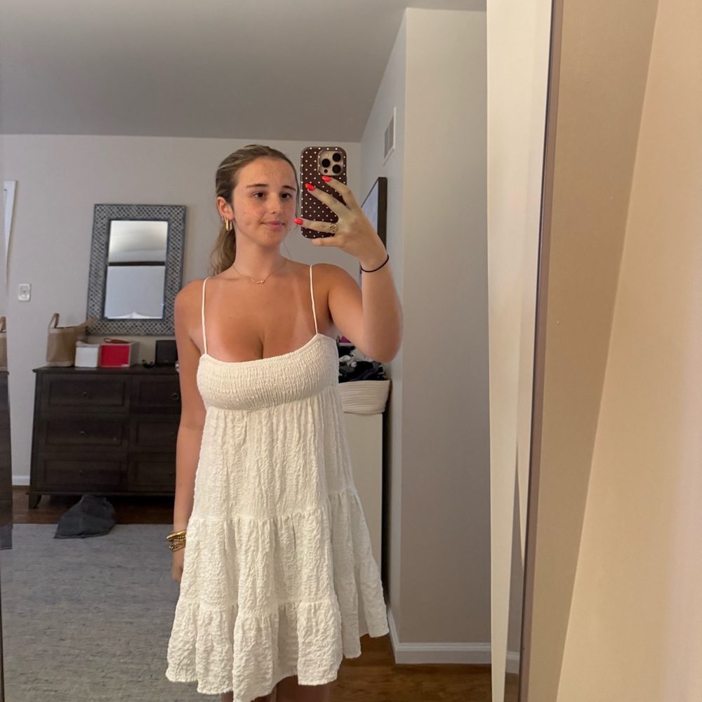 ZARA White Spaghetti Strap Mini Sundress